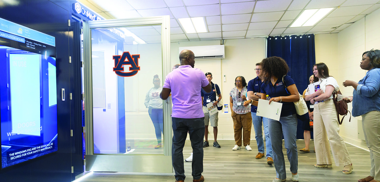 The Auburn Across Alabama expedition included a tour of the OnMed station installed in Catherine, Alabama (Wilcox County).