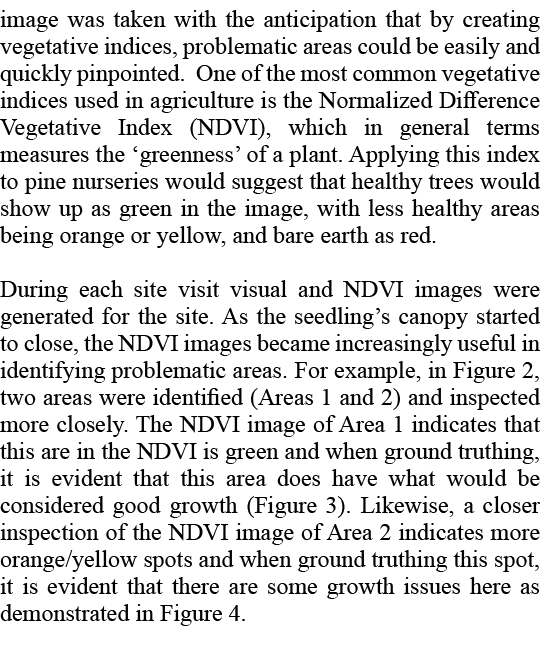 image was taken with the anticipation that by creating vegetative indices, problematic areas could be easily and quic...