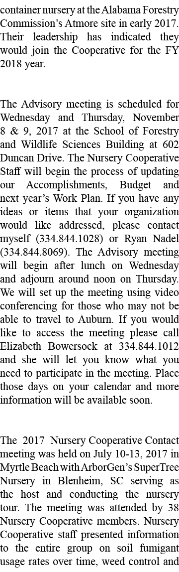 container nursery at the Alabama Forestry Commission’s Atmore site in early 2017. Their leadership has indicated they...