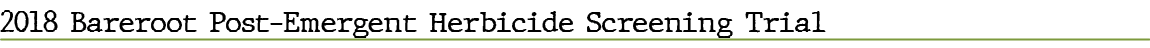 2018 Bareroot Post Emergent Herbicide Screening Tria