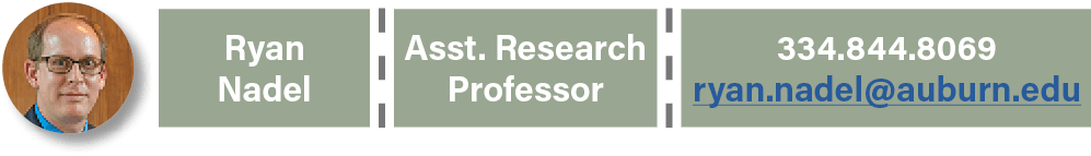 Ryan Nadel,Asst. Research Professor,334.844.8069 ryan.nadel@auburn.ed