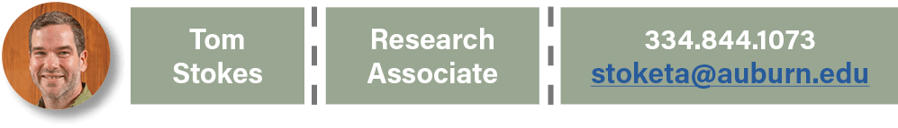 Tom Stokes,Research Associate,334.844.1073 stoketa@auburn.ed