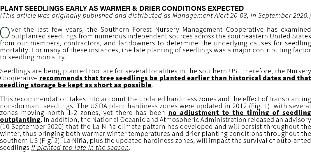 plant seedlings early as warmer & drier conditions expected (This article was originally published and distributed as...