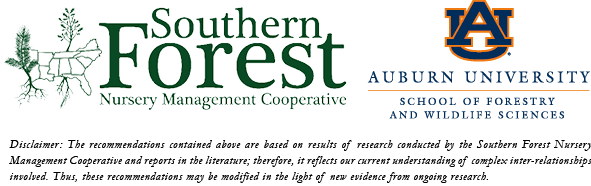 Disclaimer: The recommendations contained above are based on results of research conducted by the Southern Forest Nur...