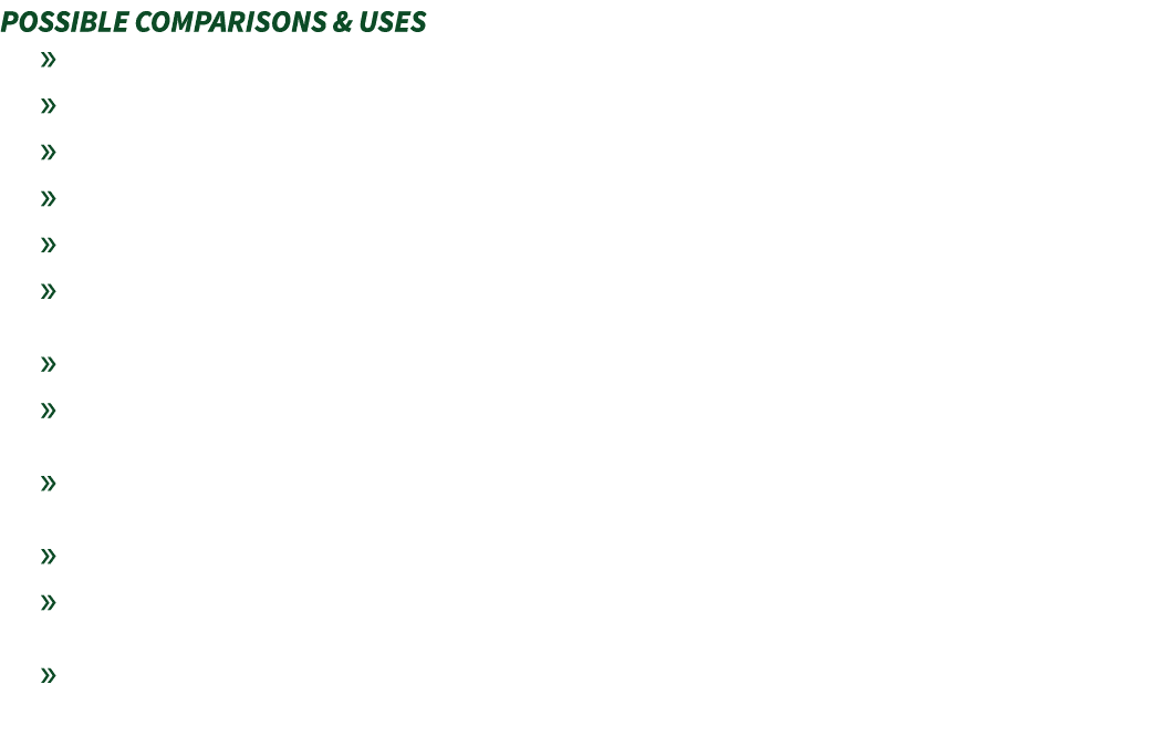 Possible Comparisons & Uses » Compare the same seedlot grown at different company nurseries. » Compare the same seedl...