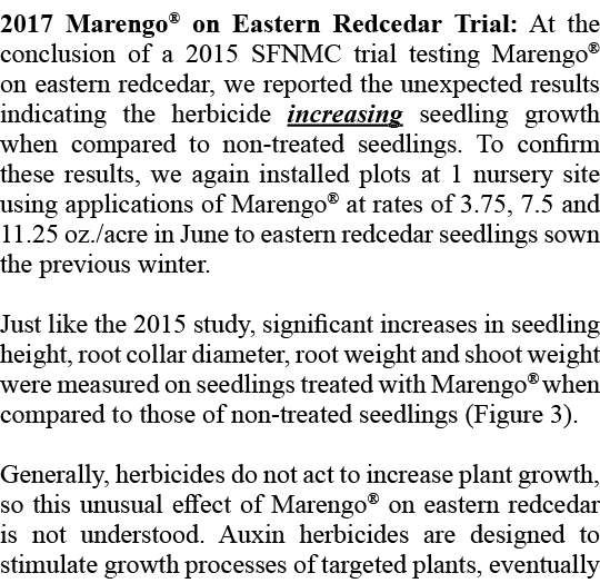 2017 Marengo® on Eastern Redcedar Trial: At the conclusion of a 2015 SFNMC trial testing Marengo® on eastern redcedar...