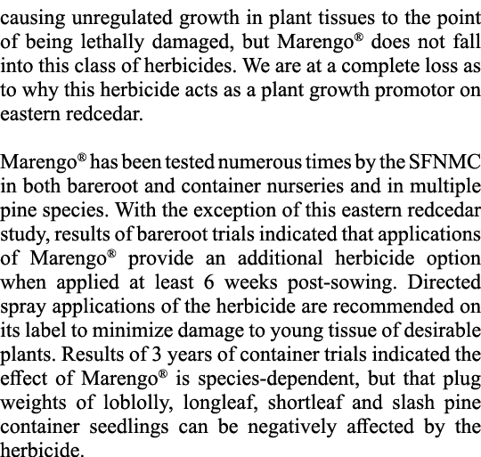 causing unregulated growth in plant tissues to the point of being lethally damaged, but Marengo® does not fall into t...
