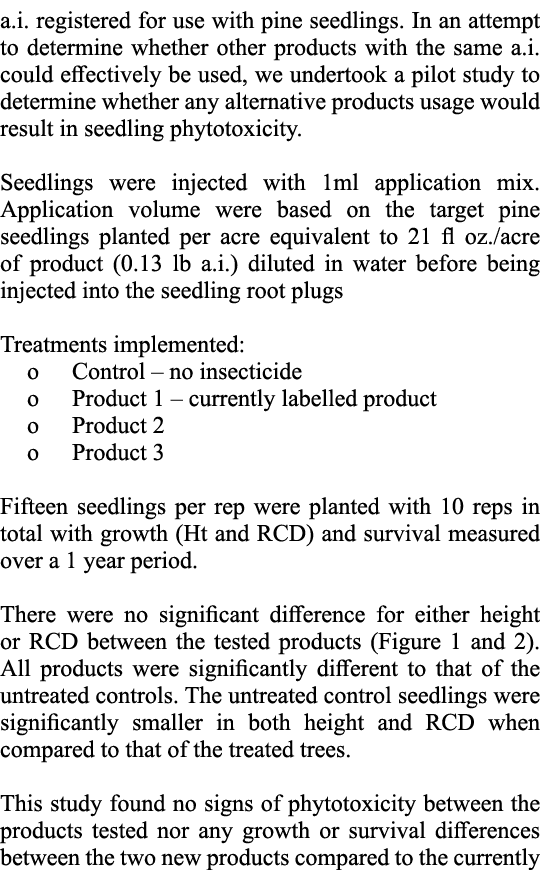 a.i. registered for use with pine seedlings. In an attempt to determine whether other products with the same a.i. cou...
