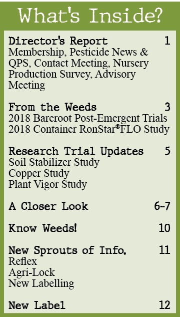 Director’s Report 1 Membership, Pesticide News & QPS, Contact Meeting, Nursery Production Survey, Advisory Meeting Fr...