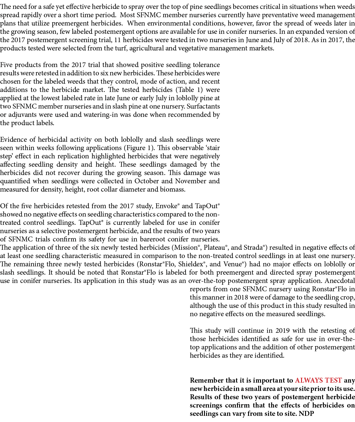 The need for a safe yet effective herbicide to spray over the top of pine seedlings becomes critical in situations wh...