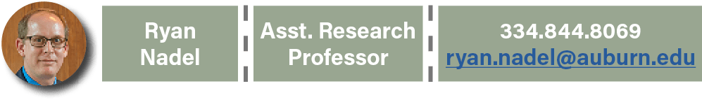 Ryan Nadel,Asst. Research Professor,334.844.8069 ryan.nadel@auburn.ed