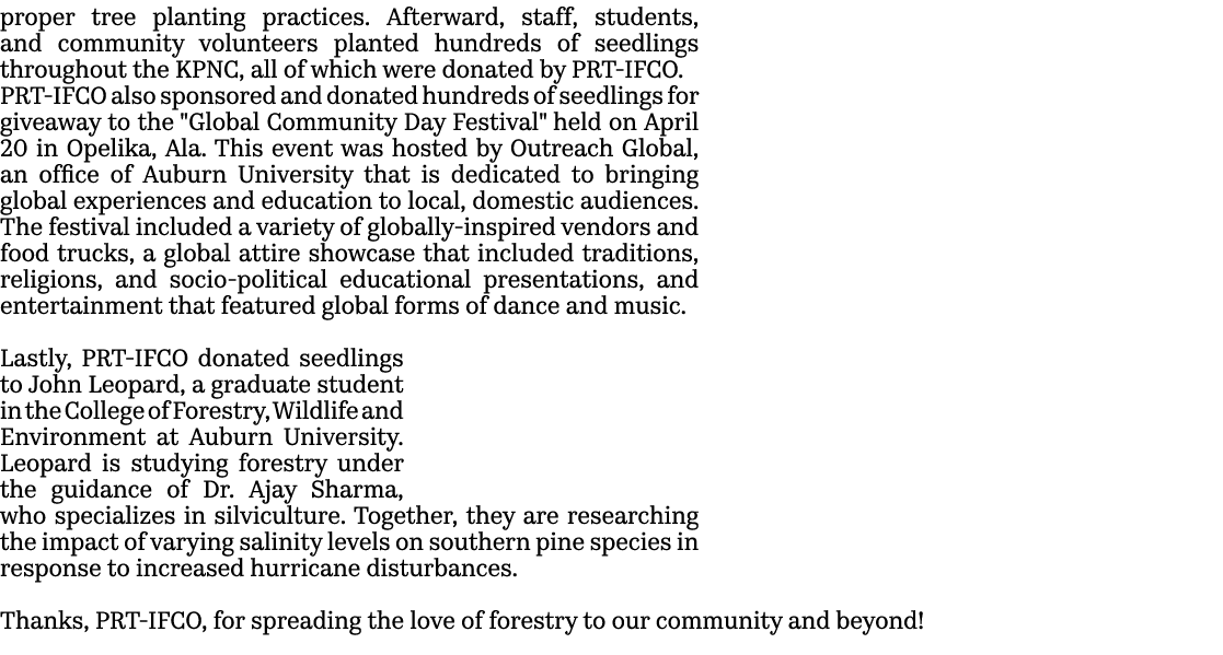 proper tree planting practices. Afterward, staff, students, and community volunteers planted hundreds of seedlings th...