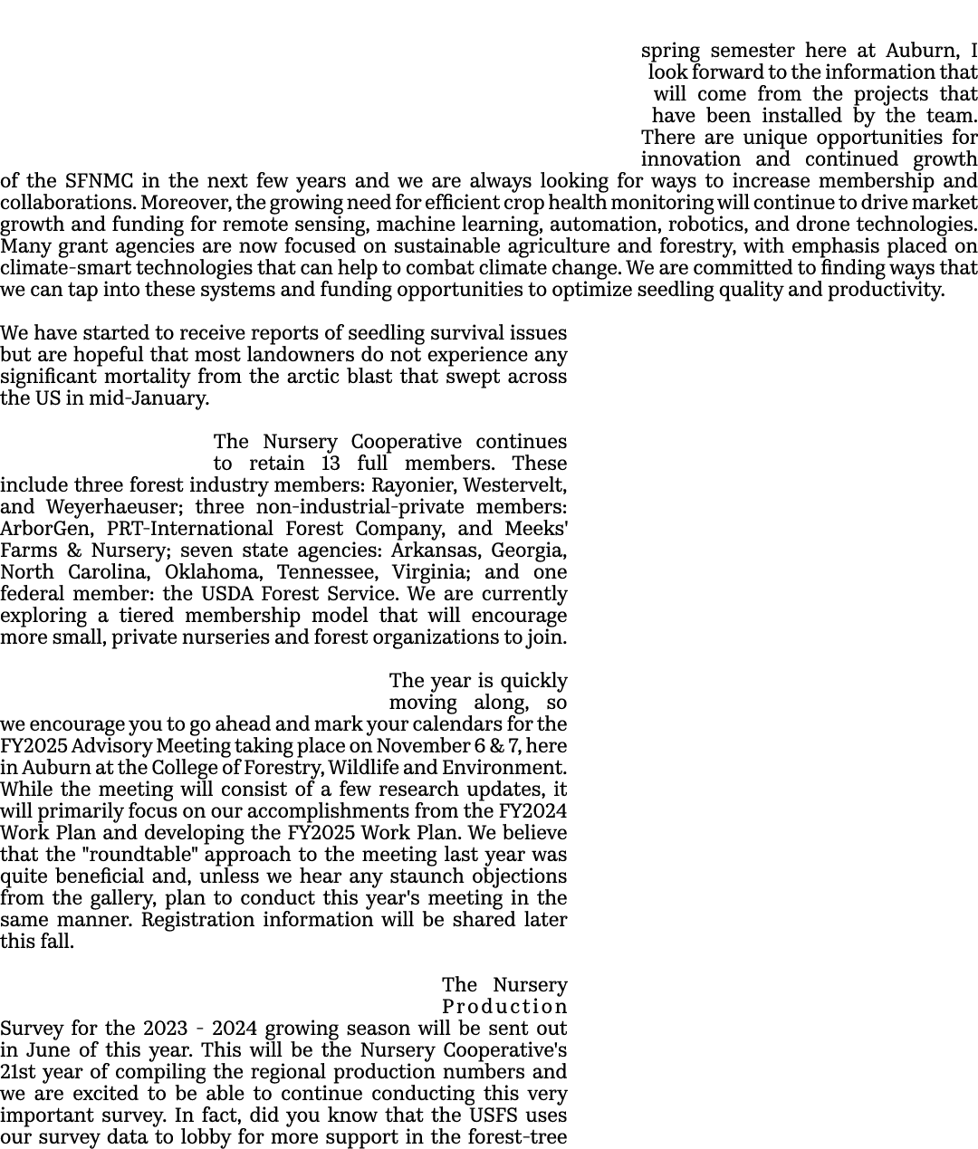  spring semester here at Auburn, I look forward to the information that will come from the projects that have been in...