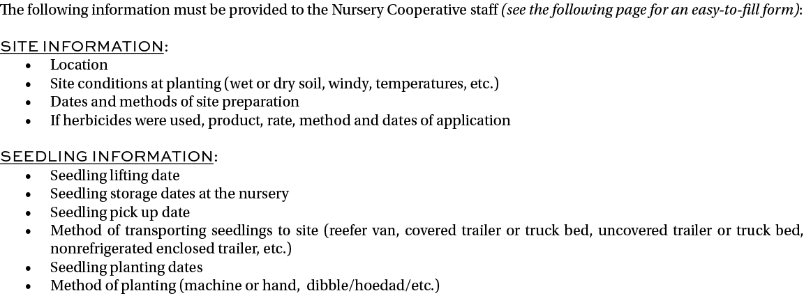 The following information must be provided to the Nursery Cooperative staff (see the following page for an easy to fi...