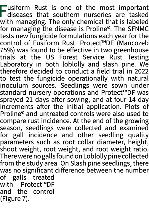 Fusiform Rust is one of the most important diseases that southern nurseries are tasked with managing. The only chemic...