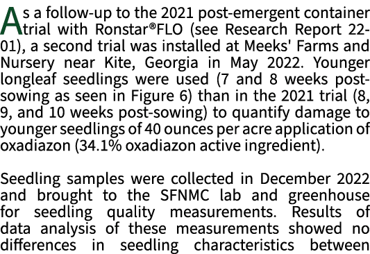 As a follow up to the 2021 post emergent container trial with Ronstar®FLO (see Research Report 22 01), a second trial...