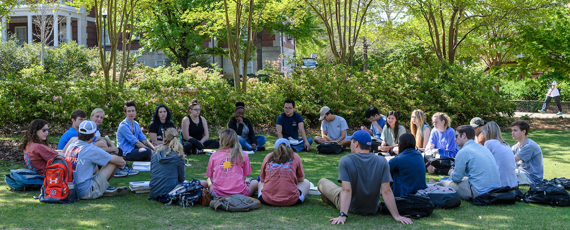 Auburn Students having class outside