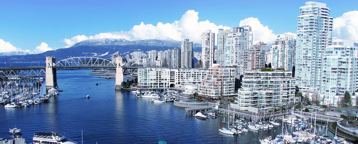 False creek and Burrard street bridge in Vancouver