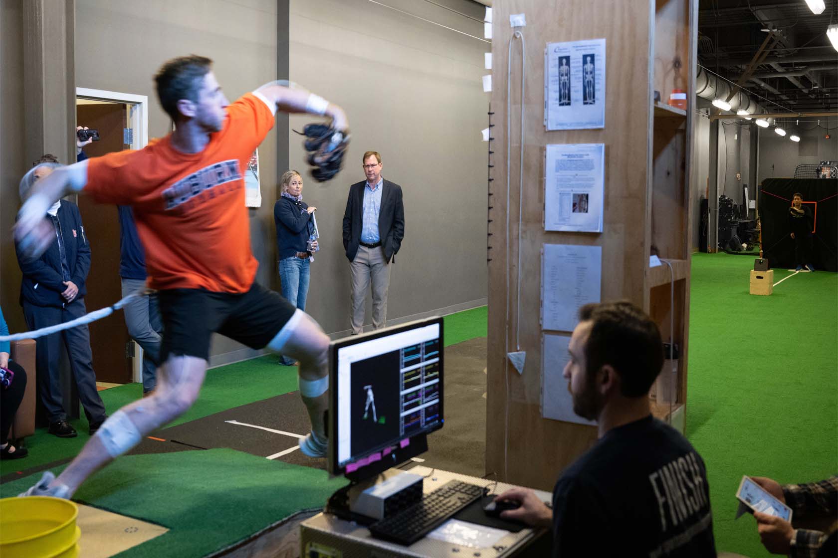 Kinesiology students studying baseball velocity