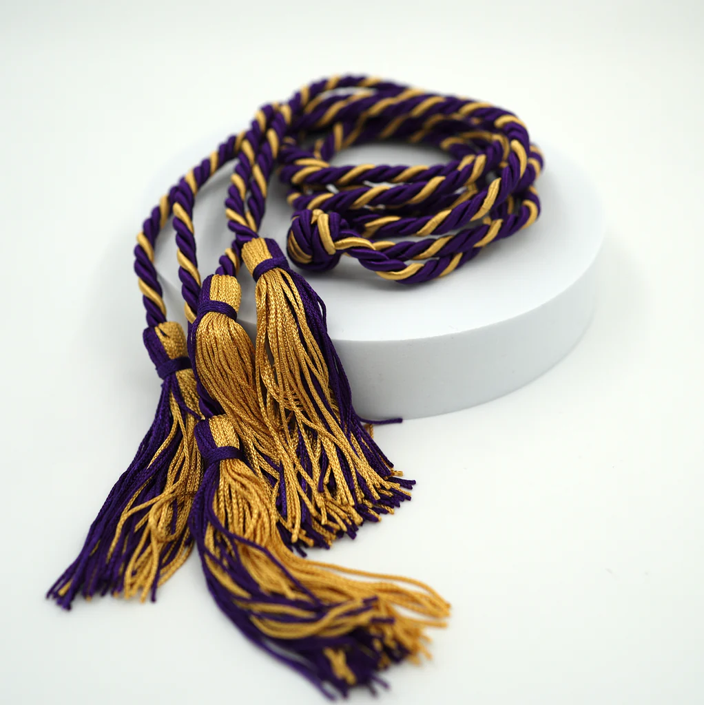 National Society of Collegiate Scholars yellow stole, yellow and purple braided cord