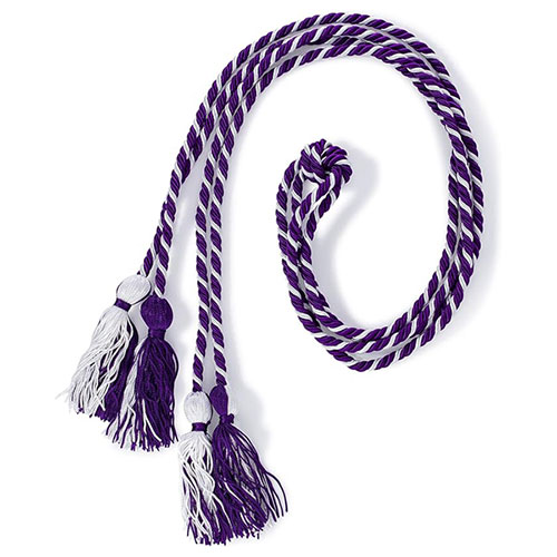 Society of Women Engineers purple and white braided cord