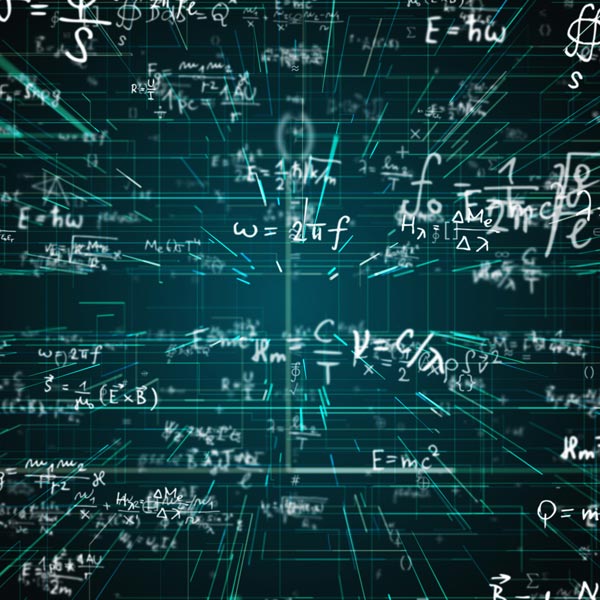 A 3D rendering of numbers and equations.