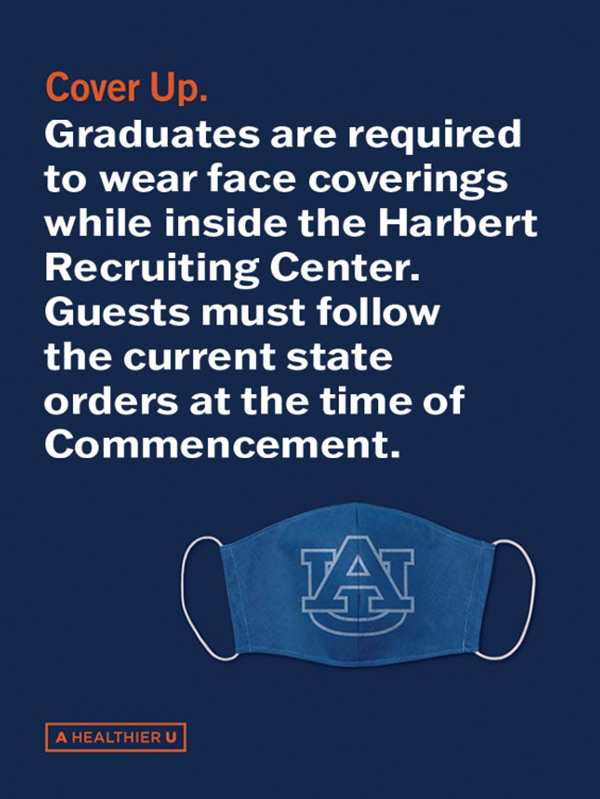 Cover Up. Graduates are required to wear face coverings.