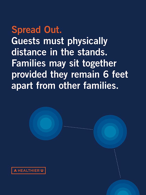 Spread out. Guests must physically distance in the stands.