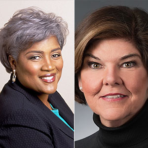 Combined photograph of Donna Brazile and Ann Compton
