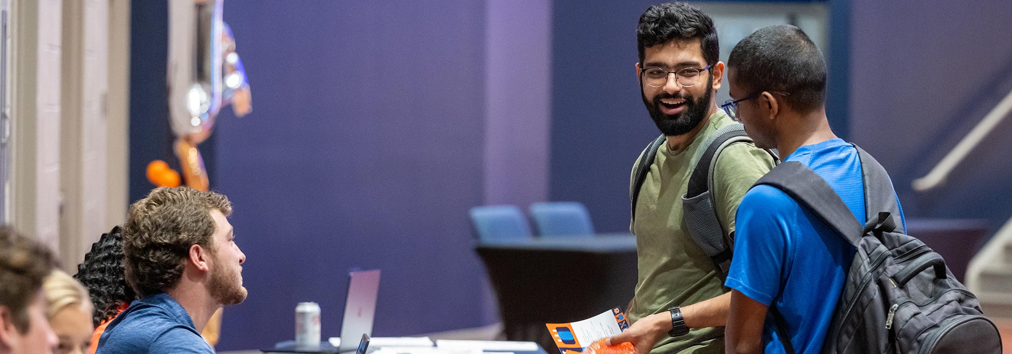 Students talk a table