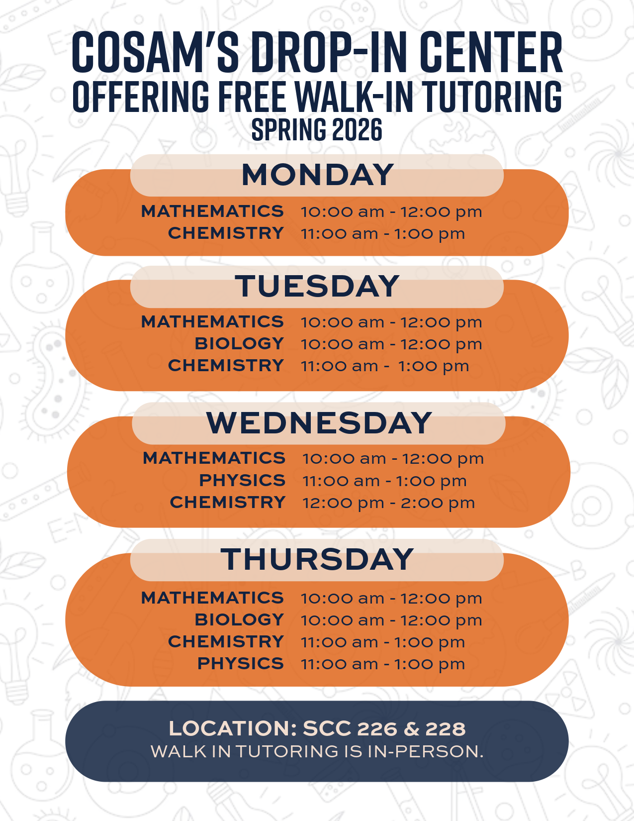 this is the drop in center schedule