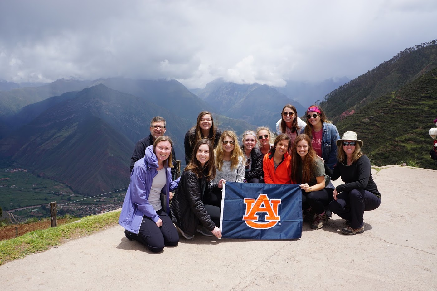 War Eagle! Auburn University students proudly display the Auburn flag in Peru.