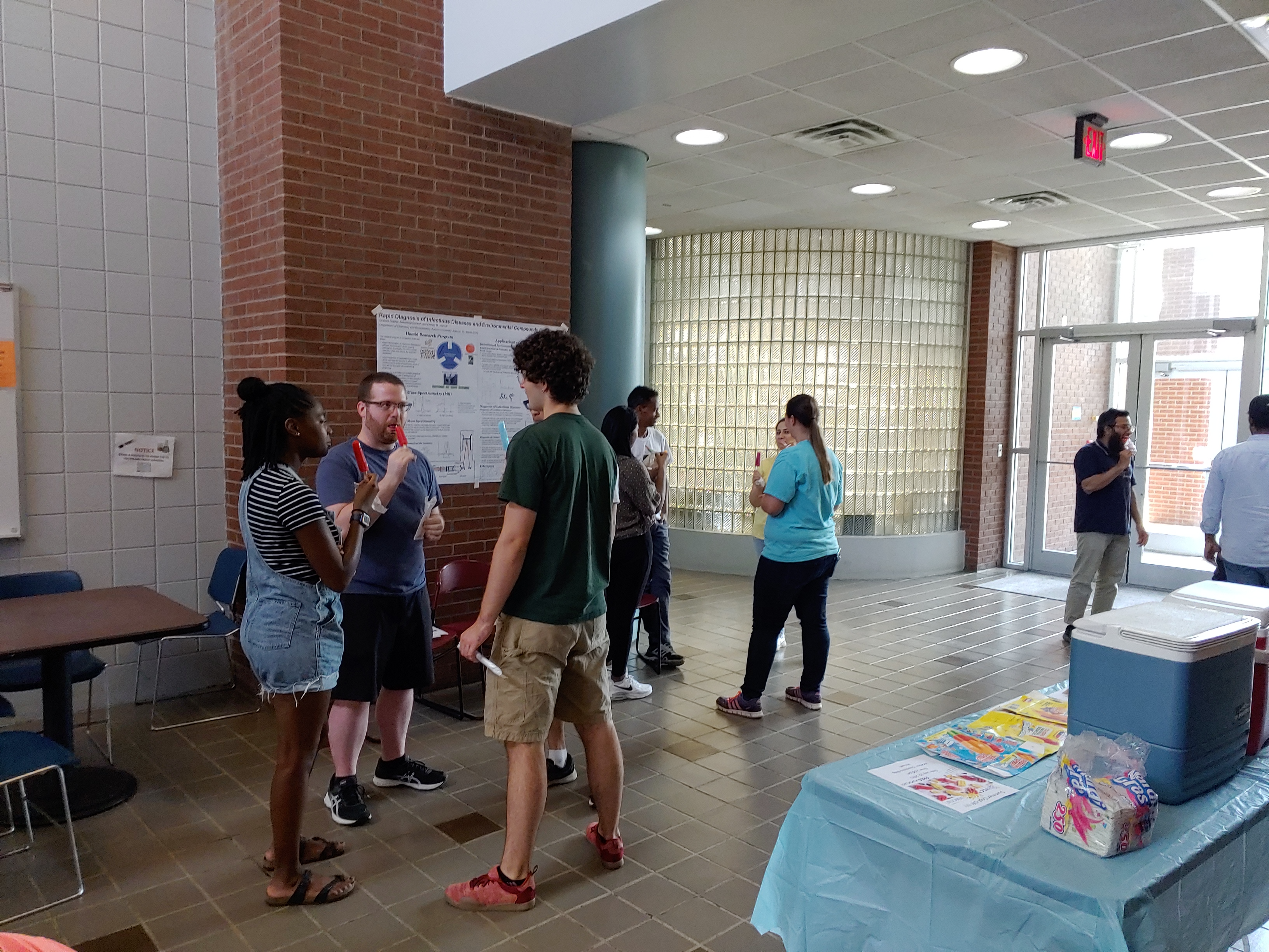 Group of students in the Department of Chemistry building.