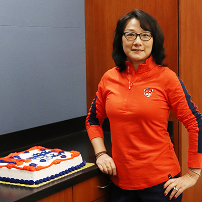 Julia Zhu accepting her Spirit of Excellence Award