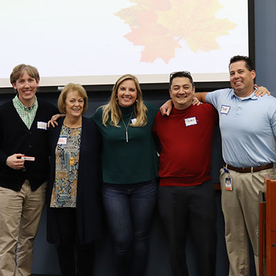 Trivia winners at the OIT Thanksgiving potluck lunch