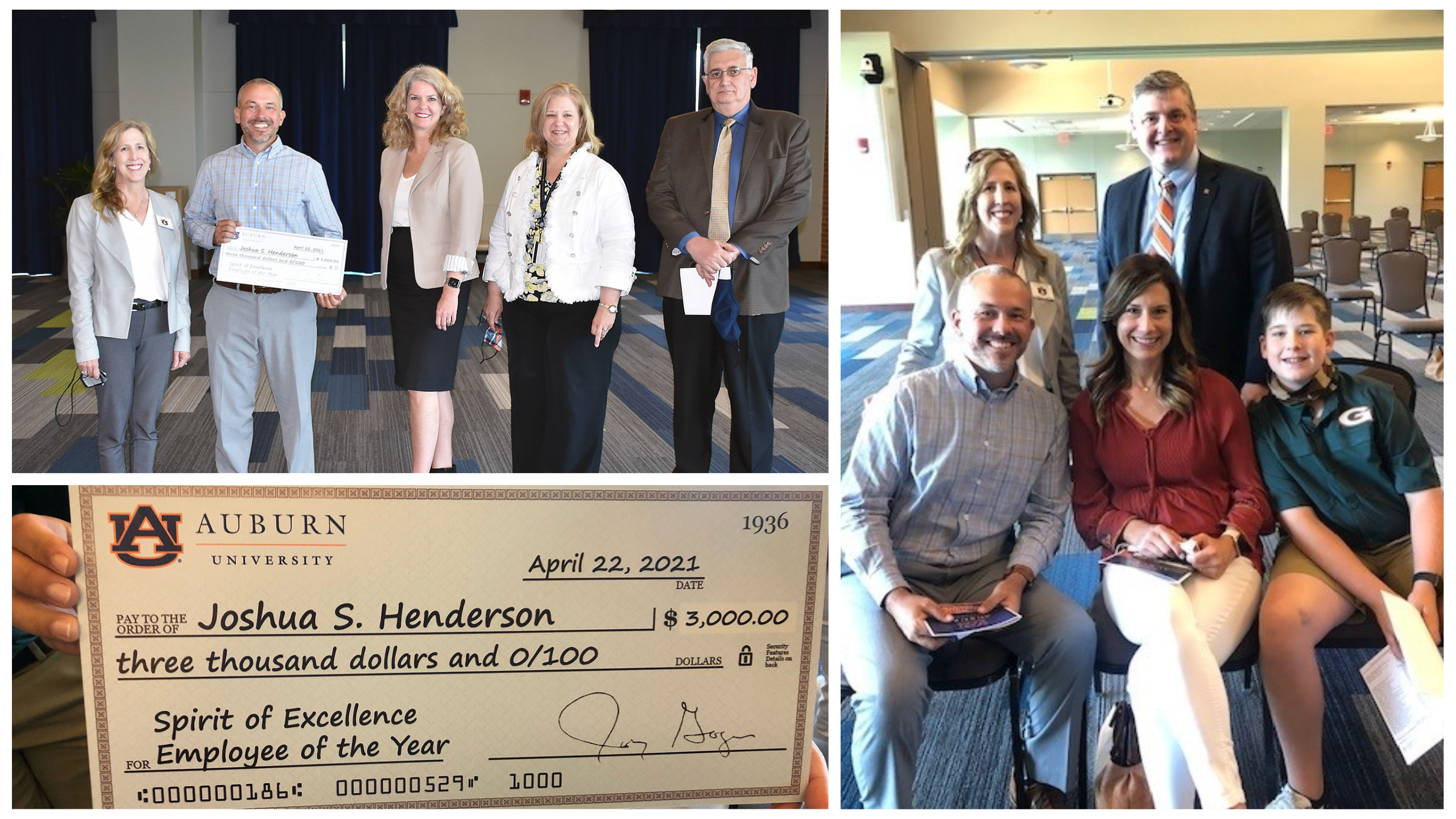 Josh Henderson receiving the Employee of the Year recognition.
