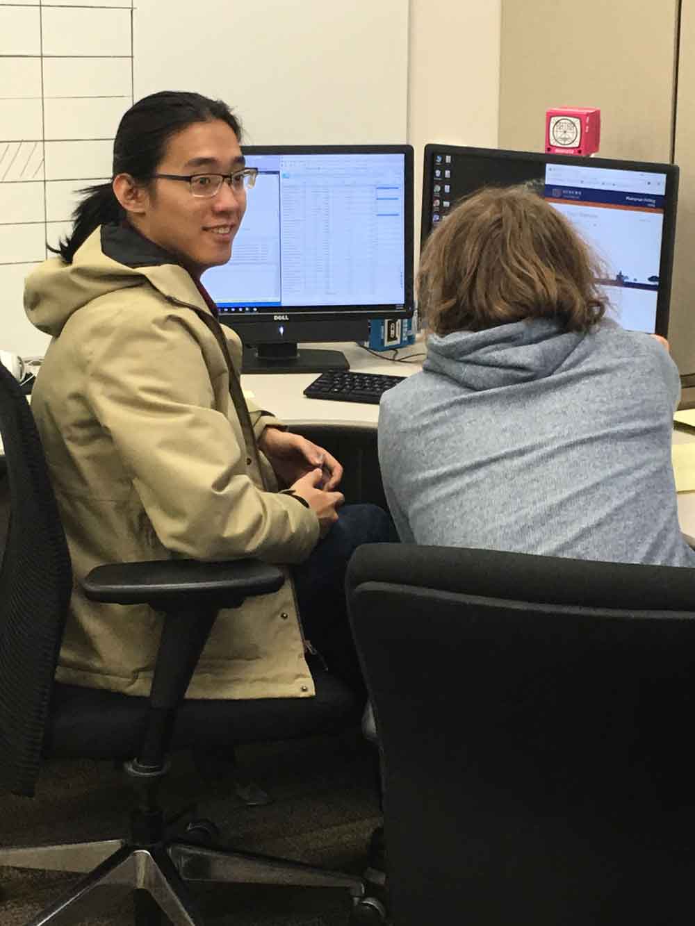 Students working at the Election Command Center