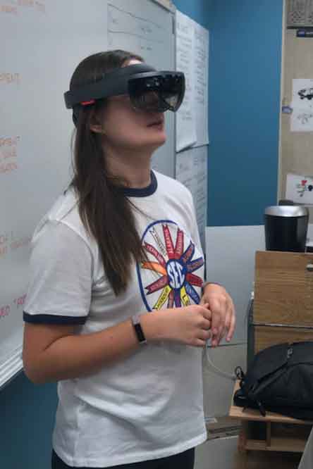 Students looking through HoloLens