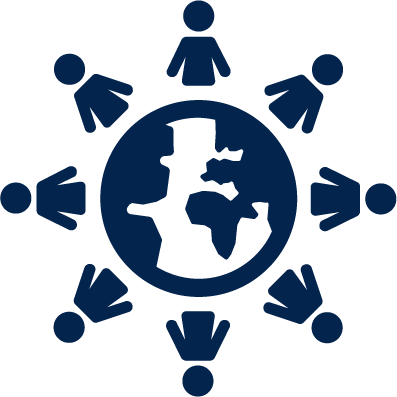 People around a globe icon for Diversity Action Plan link.