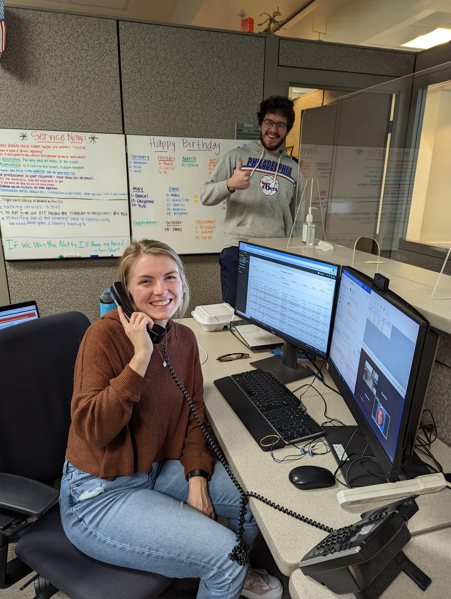 Answering a call at the Service Desk