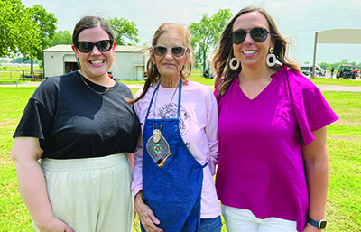 From left to right, Maiben Beard, Muscogee Creek artist Mary Smith and Erica Dalton.