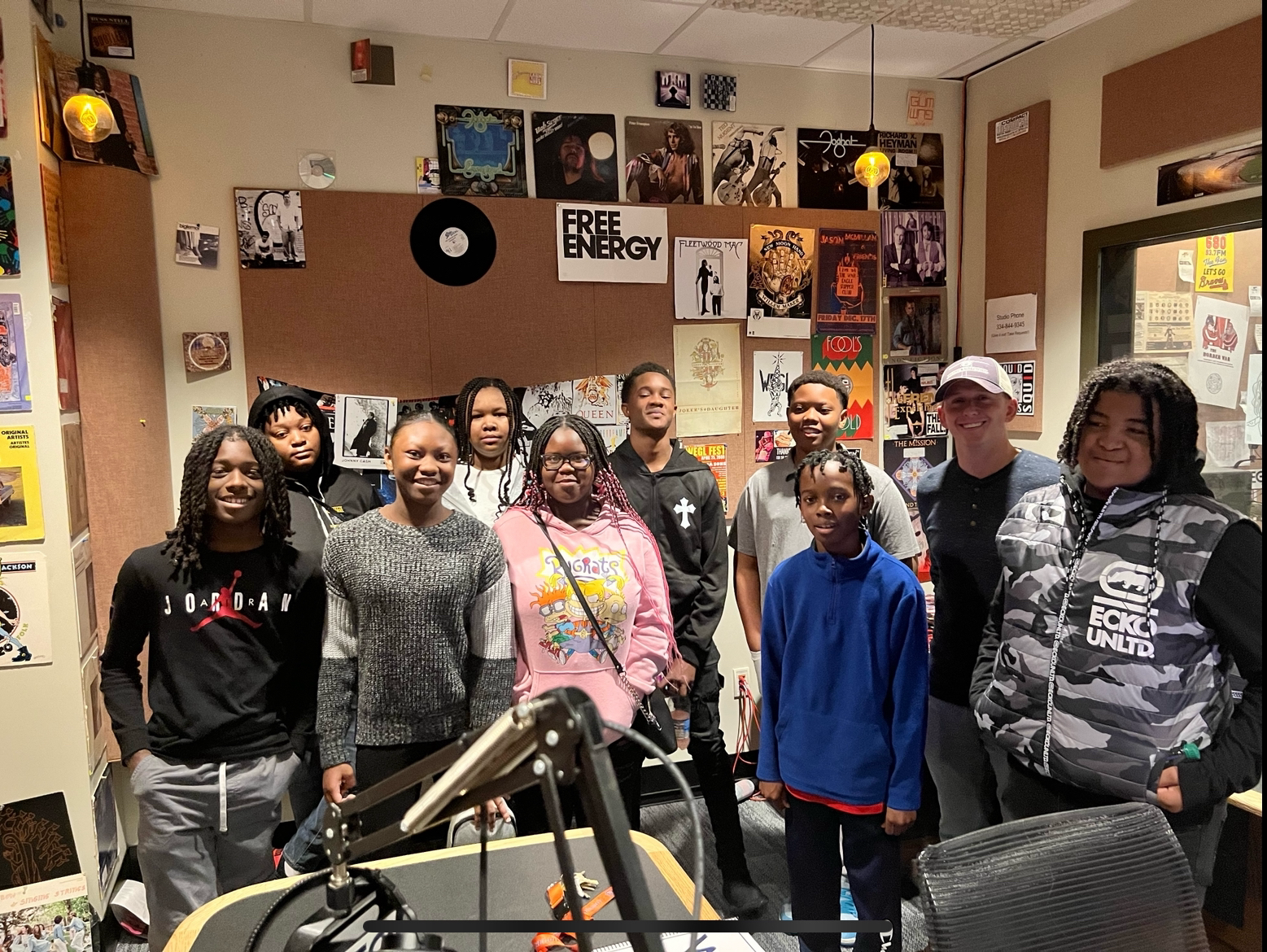 Students visiting WEGL radio station.