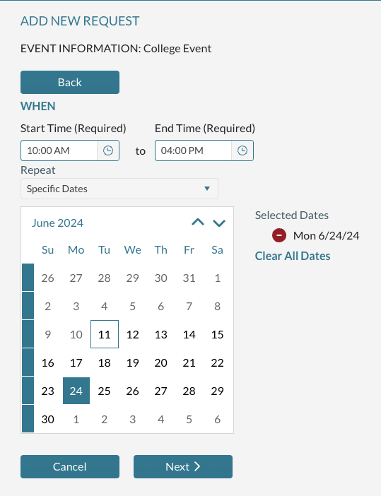 Set the time and date for your reservation
