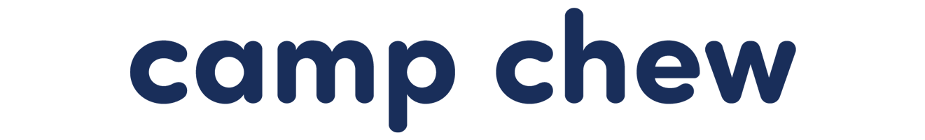 Camp Chew blue wordmark.