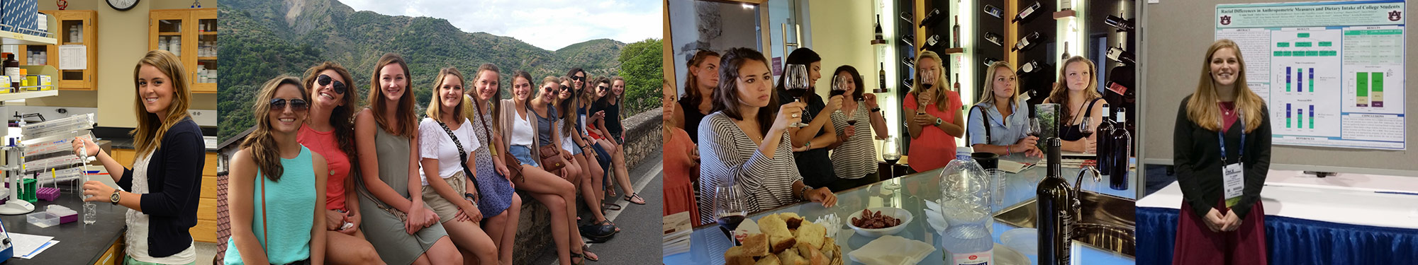 Collage of four photos with students in them.