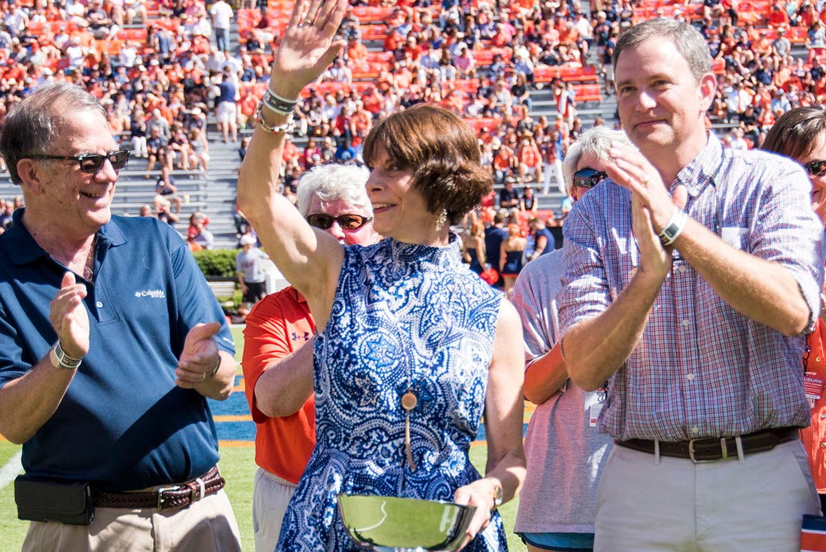 Harriet being recognized at homecoming 2016 as the Pamela Wells Sheffield Award winner.