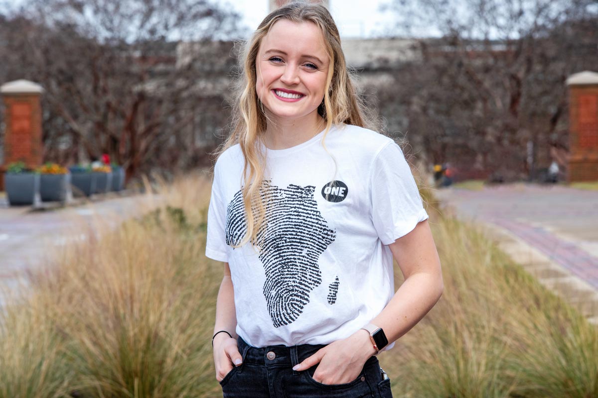 Maddie Marsh in ONE Campaign shirt.