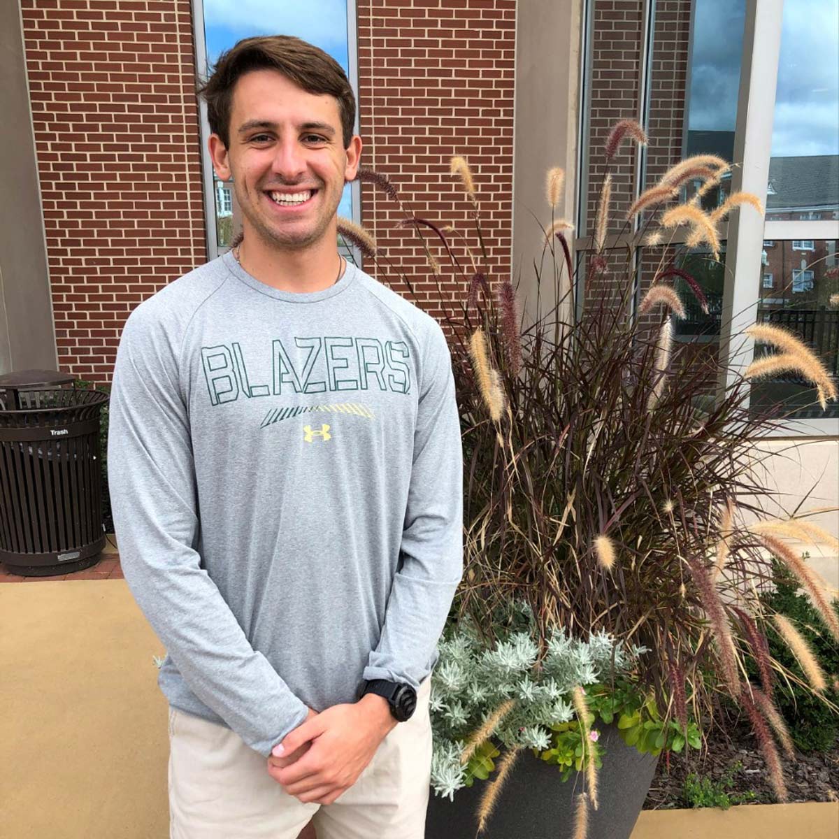 Nick McCarthy wearing a UAB t-shirt.