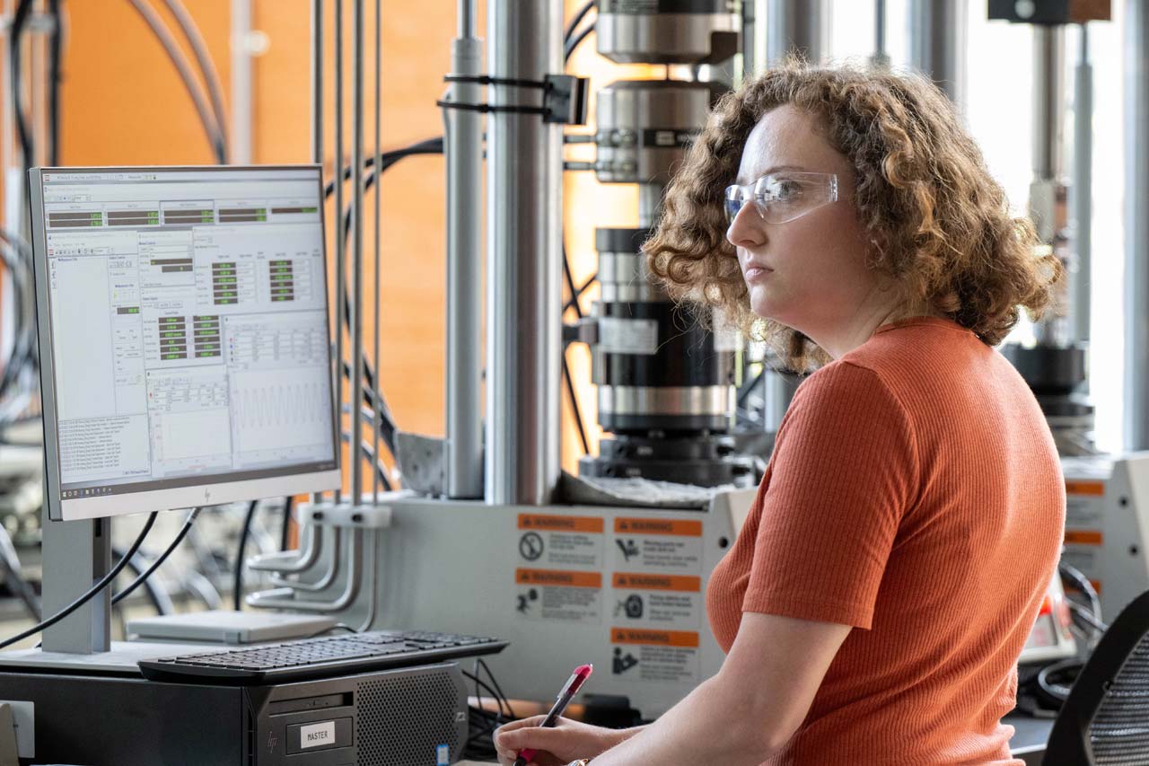 A student works in a machine lab