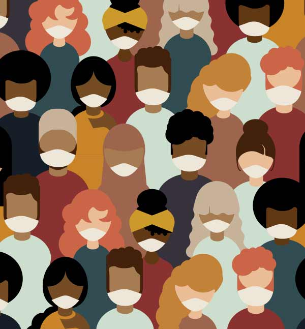 Rendering of people wearing masks